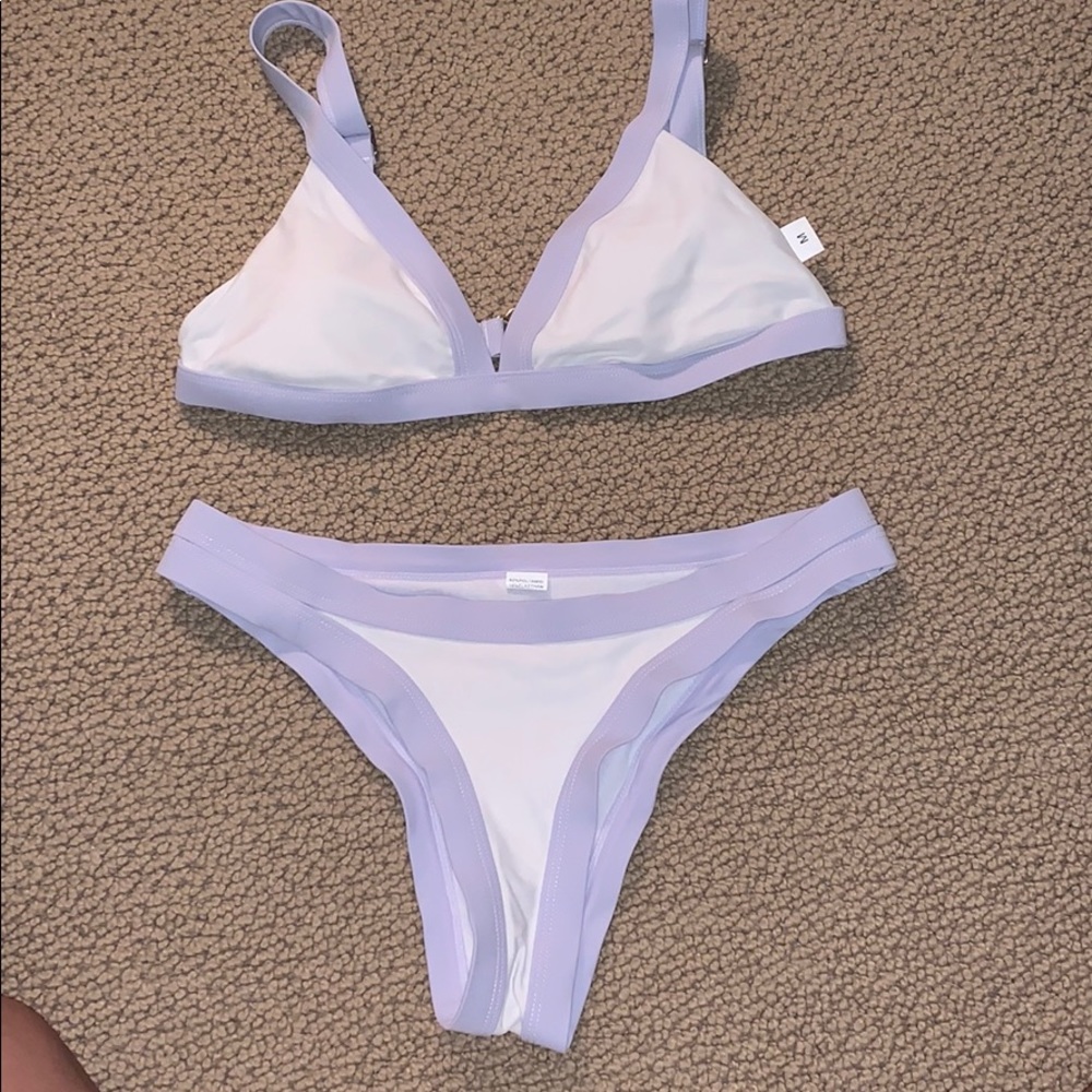 light blue and white bikini set💙🤍